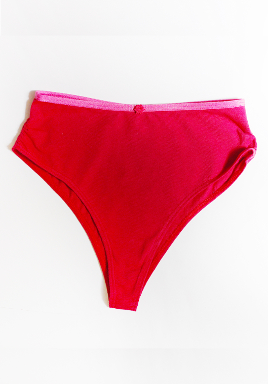 Buy Low Waist Bikini Panty in Red with Inner Elastic - Cotton